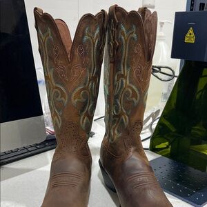 Justin Boots Brown and Blue Heeled Boots